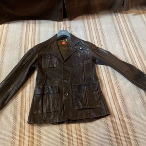 HUGO BOSS MEN’S LEATHER JACKET - SIZE 40 USA, 50 EURO; Color Chocolate Brown